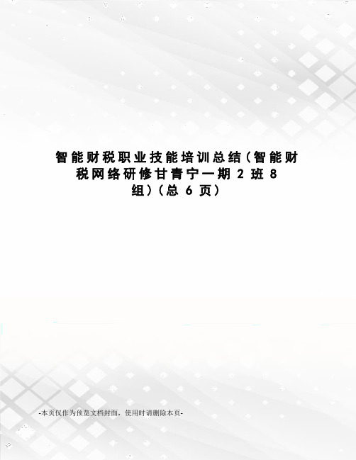 智能财税职业技能培训总结