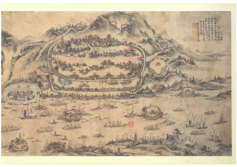 羊城山水形胜图。梁友石于清光绪十八年(1892年)绘制