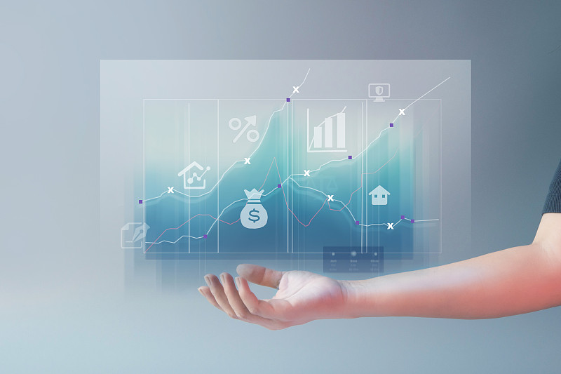 摘要财务规划成功与上升趋势图和图表概念图像-库存照片。图片下载