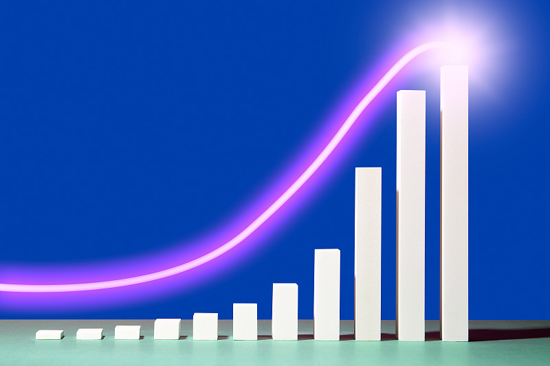 带有发光条纹的三维条形图图片下载