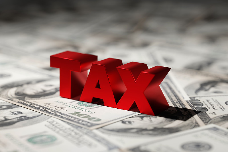 货币税，美元背景。3D渲染图图片下载