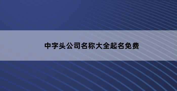 中字头公司名称大全起名免费（中字公司名字大全）