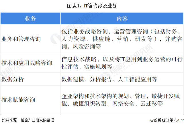 图表1：IT咨询涉及业务