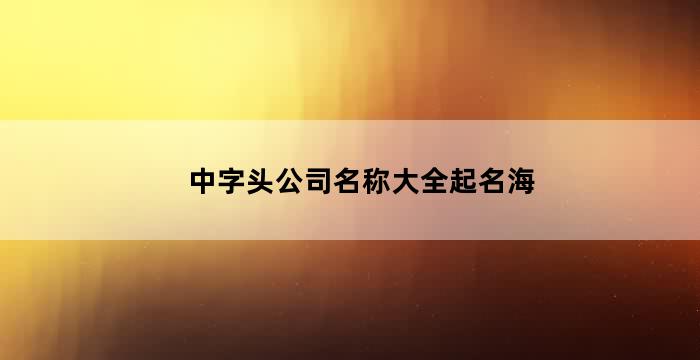 中字头公司名称大全起名免费（中字公司名字大全）